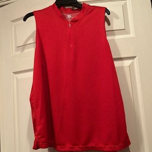 Three Sixty Six - 2X Sleeveless, Zip Front, Red Tennis Top, Waffle Design Fabric